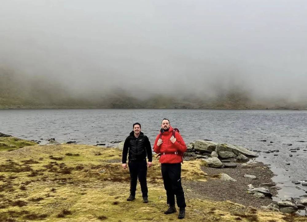 Two men hiking