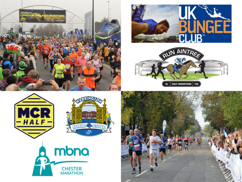 Logos and photos of participants in challenge events in North West England, UK.