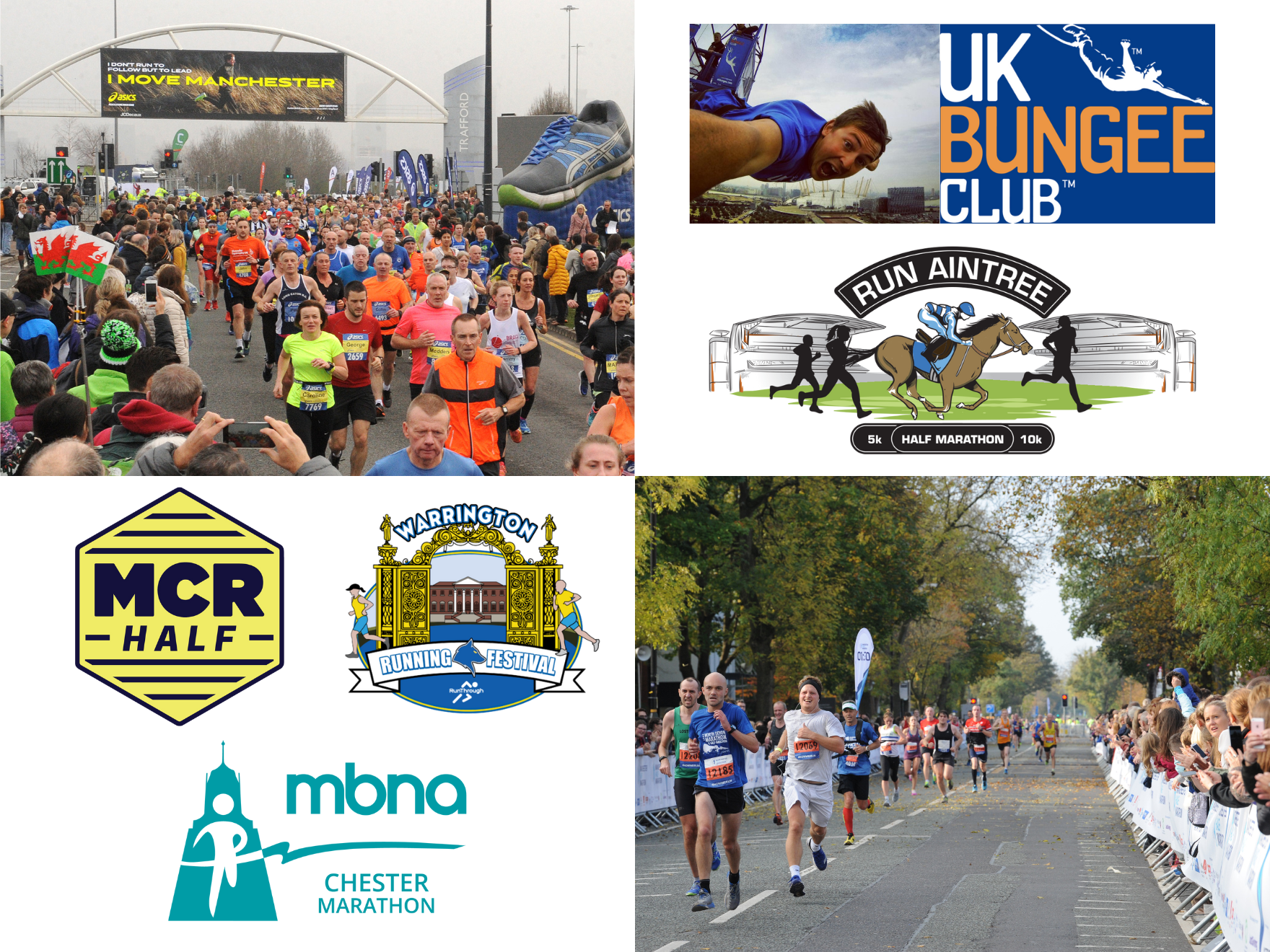Logos and photos of participants in challenge events in North West England, UK.