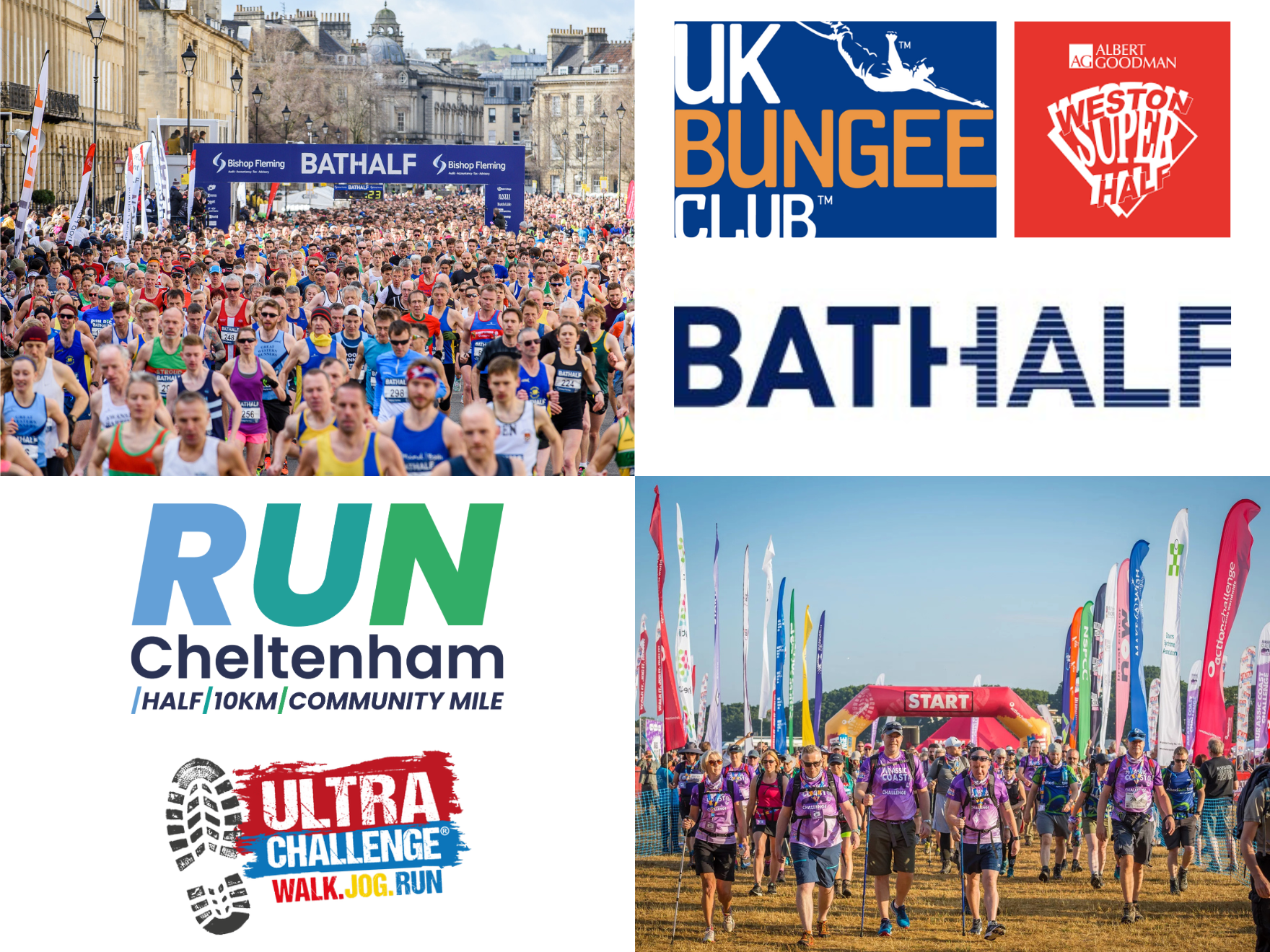 Logos and photos of participants in challenge events in South West England, UK.