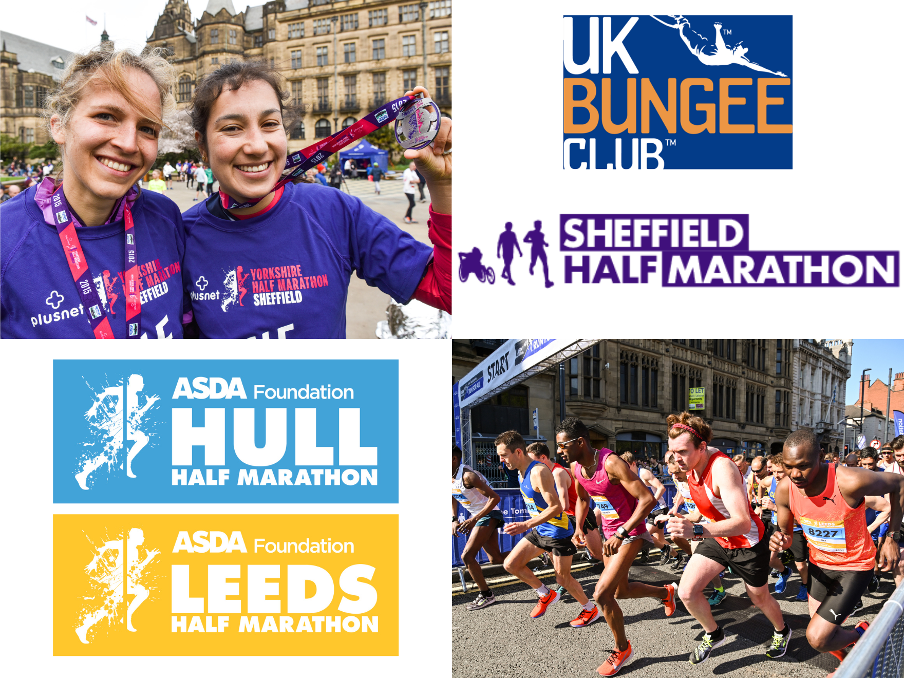 Logos and photos of participants in challenge events in Yorkshire, England.