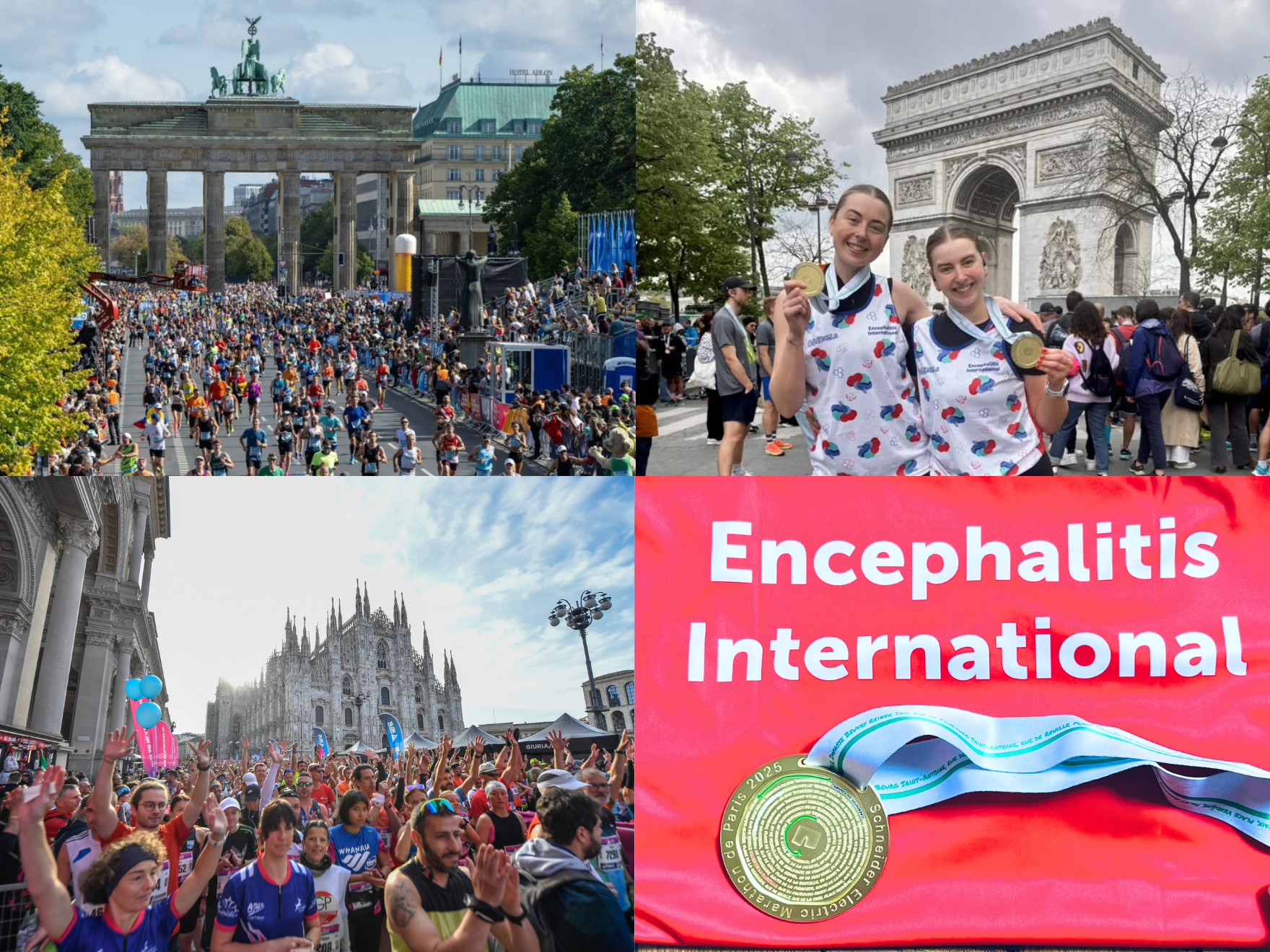Image of challenge participants supporting Encephalitis International around the world.